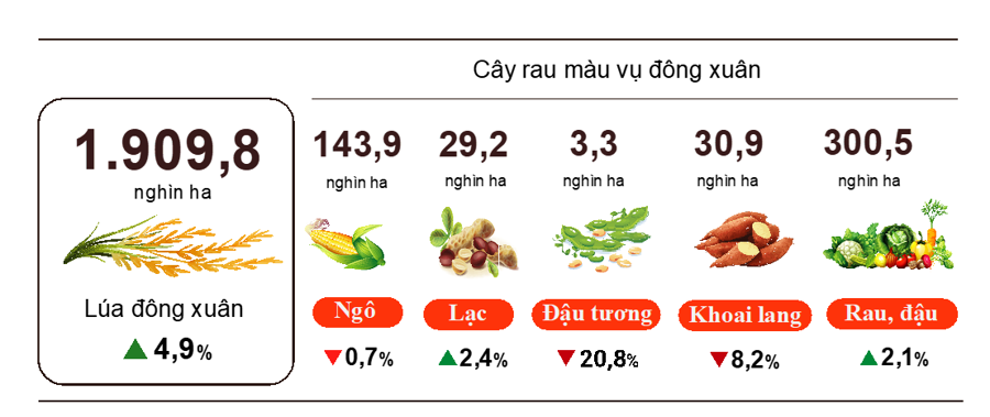 Gieo trồng một số cây hàng năm (Tính đến 15/01/2022).