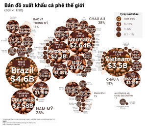 Bản đồ xuất khẩu c&agrave; ph&ecirc; thế giới